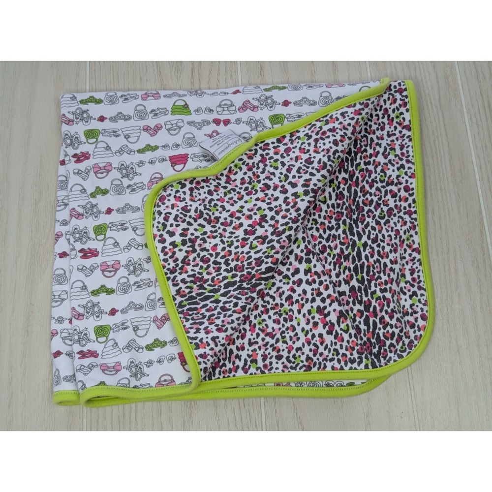 First Impressions pink green black cheetah leopard purses shoes baby blanket